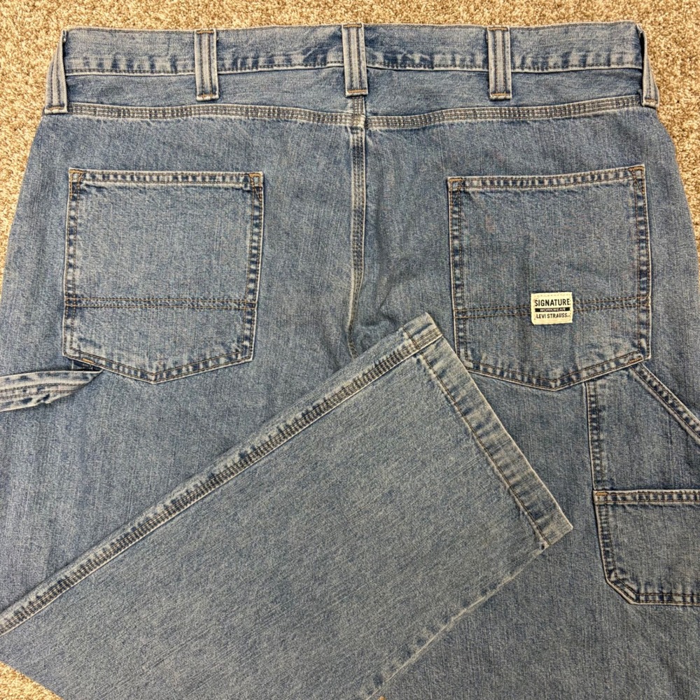 Signature Levi Strauss Carpenter Jeans Mens 42x30 (Actual 40x29.5) Blue Baggy